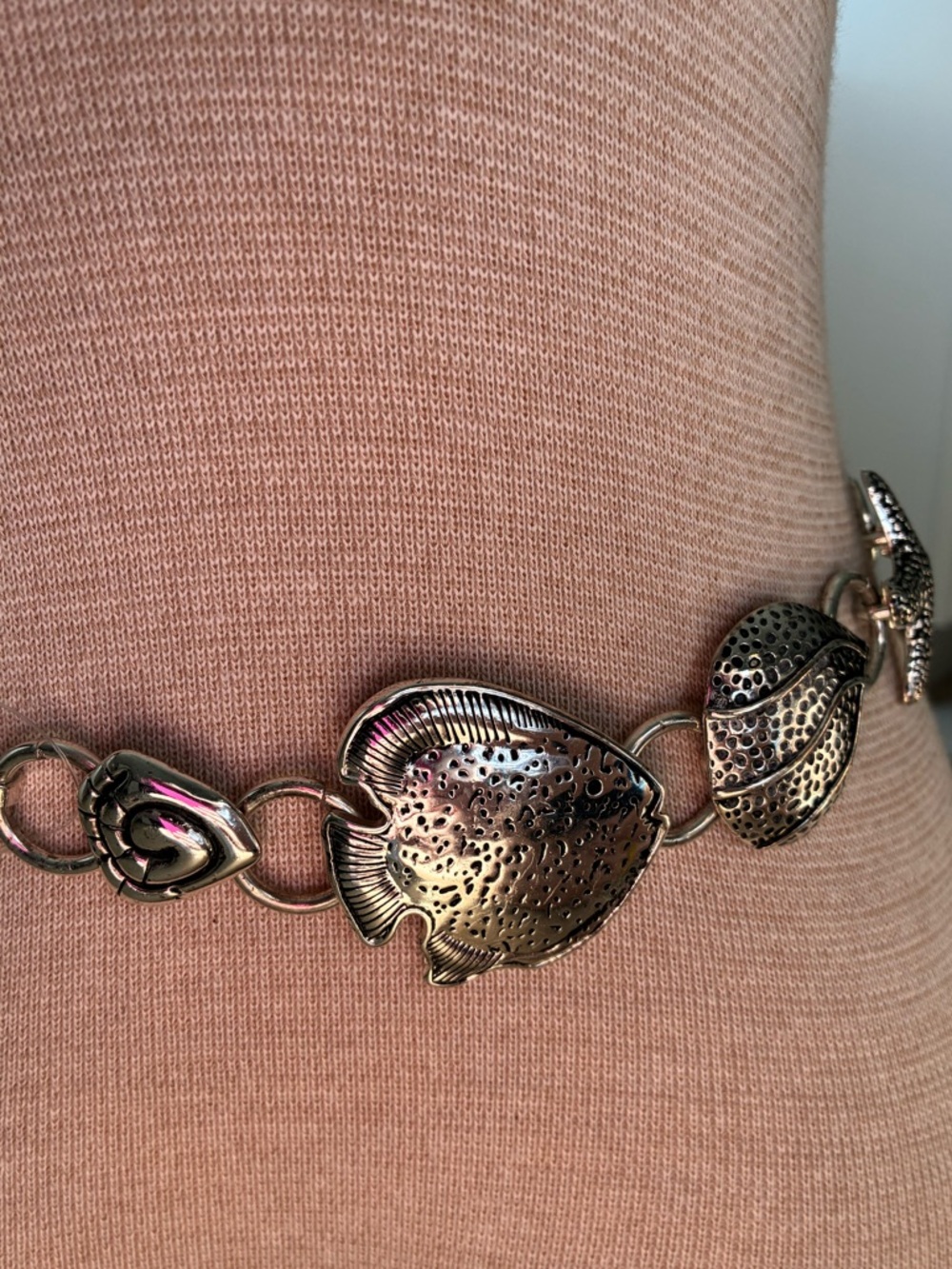 Chico’s Silver Starfish Shell Theme Chain Belt Nautical Fish - Picture 7 of 10